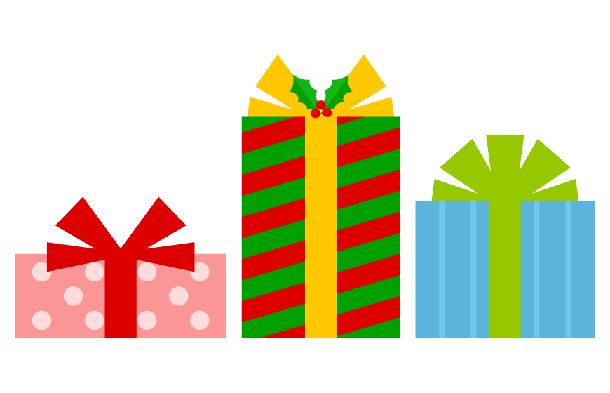 クリスマスツリーとプレゼント：イラスト無料