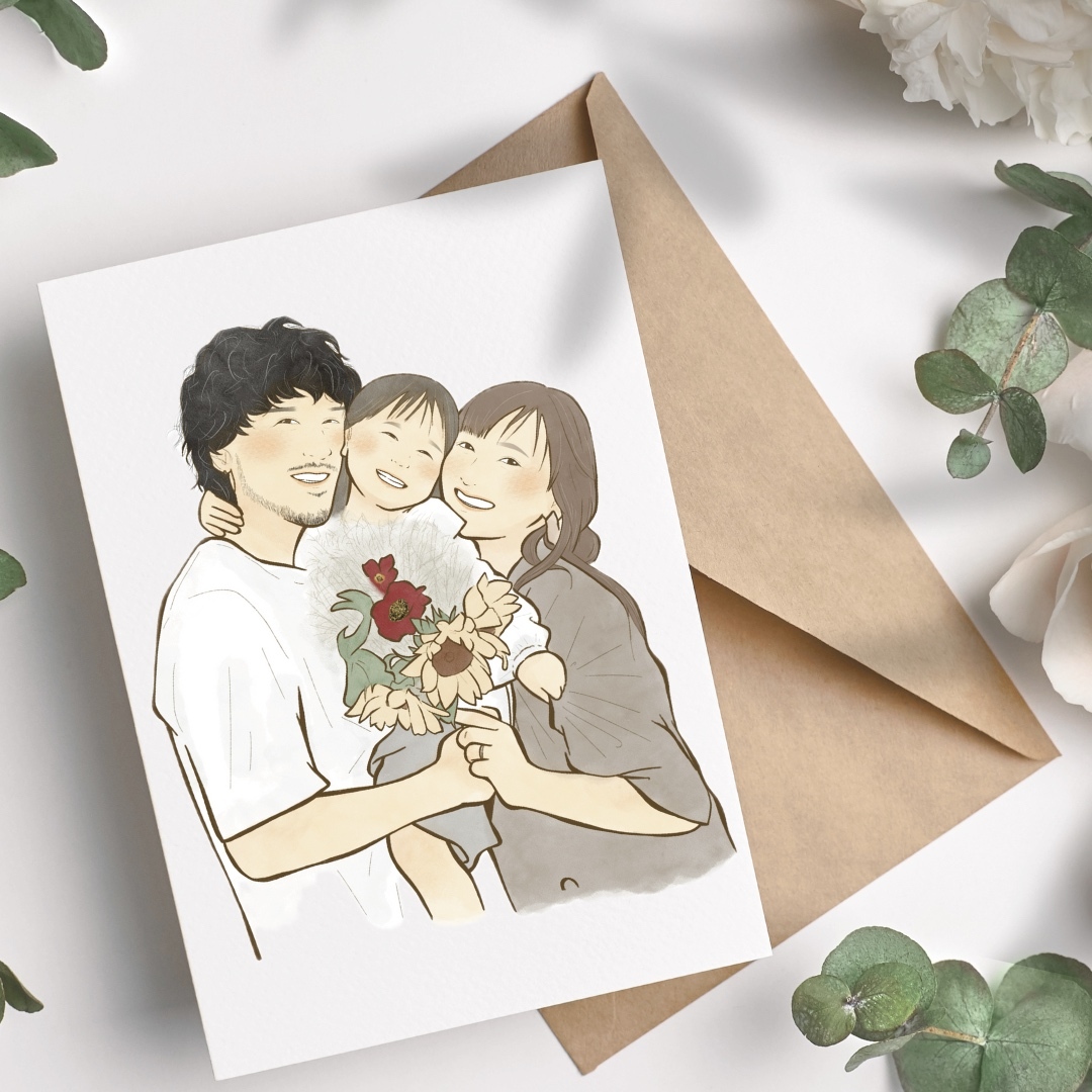 ポストカードテンプレート「ウェディング・ブーケ」ダウンロードかわいい無料イラスト 印刷素材.net