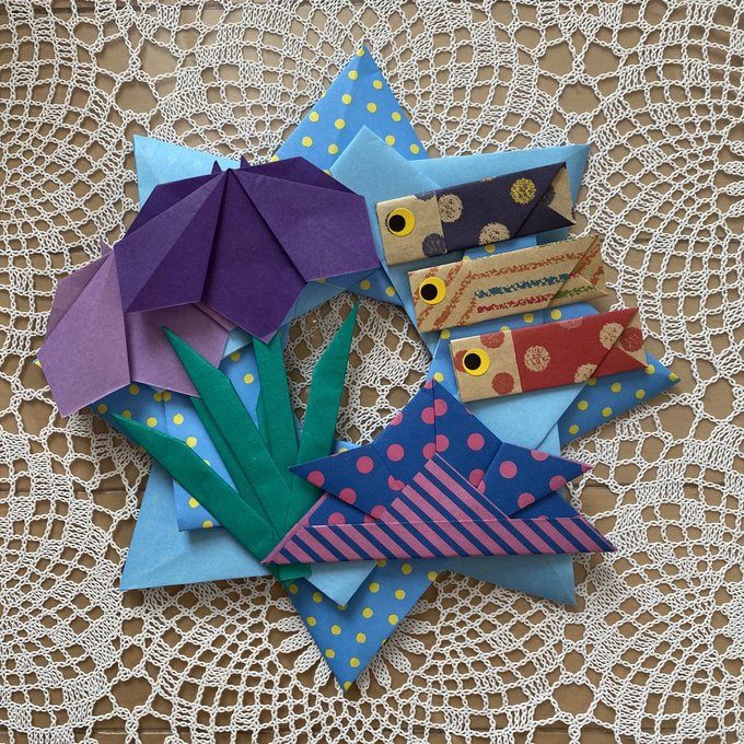 ハンドメイド折り紙端午の節句リース①③