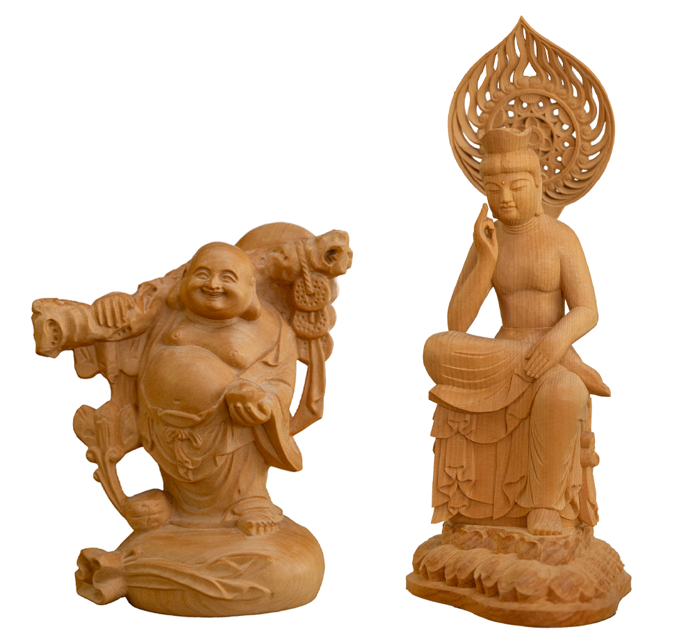 布袋様 置物 布袋さん 七福神 木製 ご利益 金運 縁起 布袋像 ハッピーブッダ happy