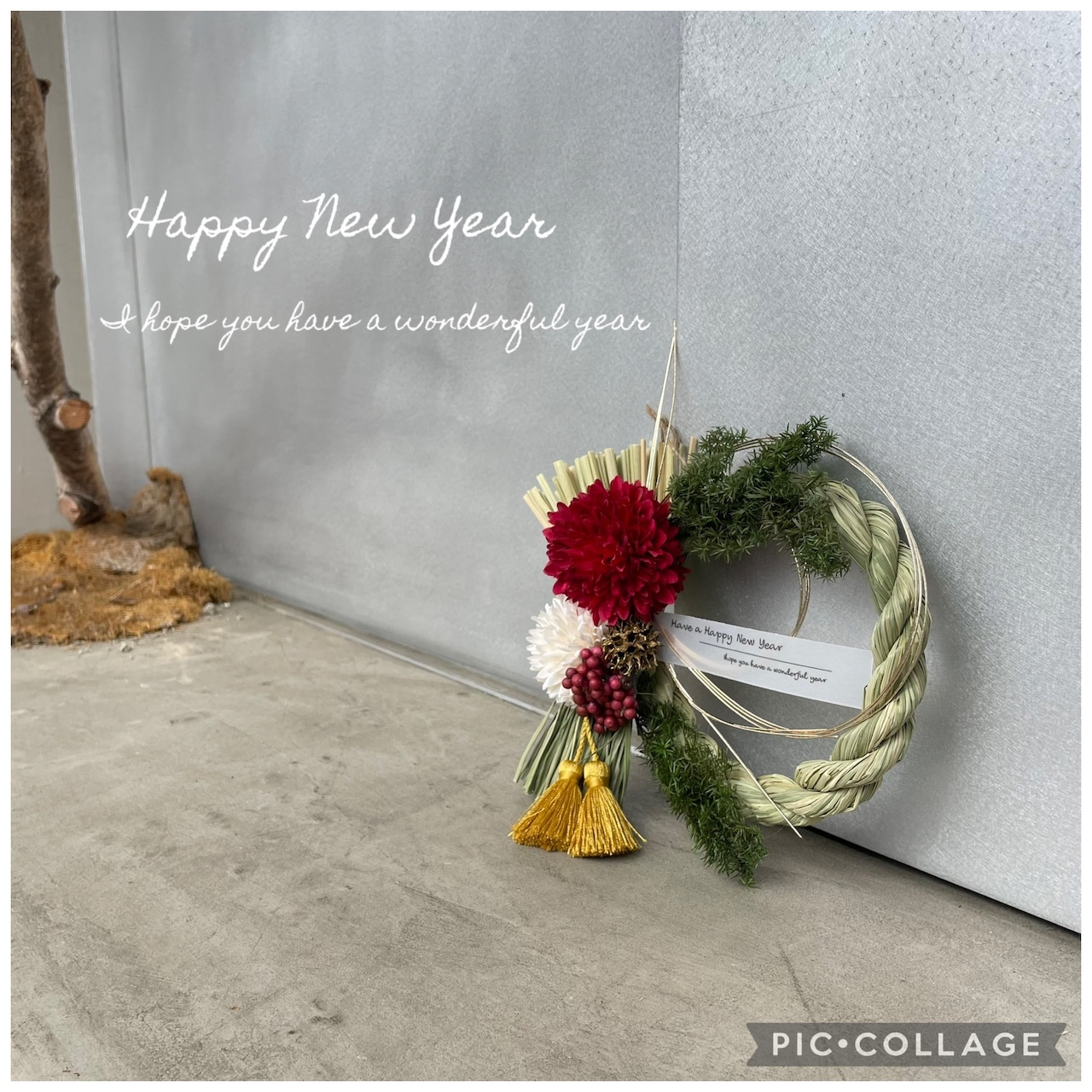 しめ縄③ お正月飾り ハンドメイド 稲穂 アーティフィシャル しめ縄リース 正月準備 稲穂のしめ縄飾り