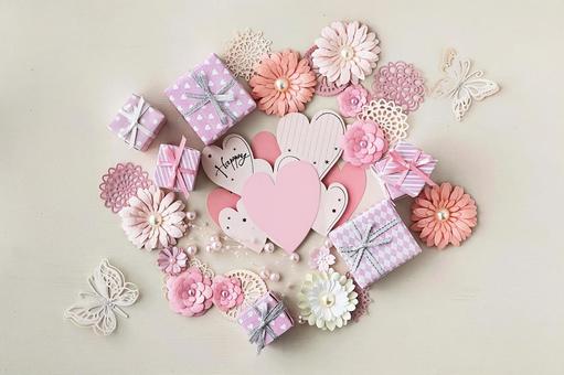 ピンクハートのバレンタイン壁紙イラストのフリー素材イラストイメージ