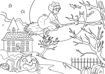 ハロウィンの無料塗り絵 - 子ども向けぬりえページ：ハロウィン