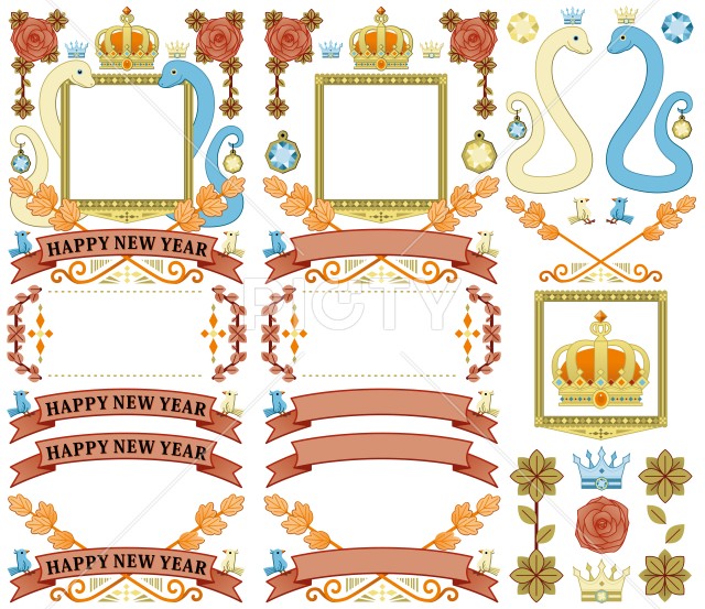 文字付巳年のフレーム No:118508│年賀状2025 令和7年・巳年・へび 無料素材