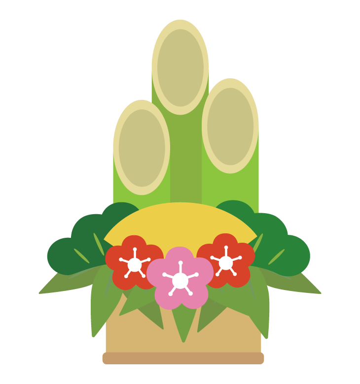 お正月の縁起物等手描き透過アイコンセット：イラスト無料