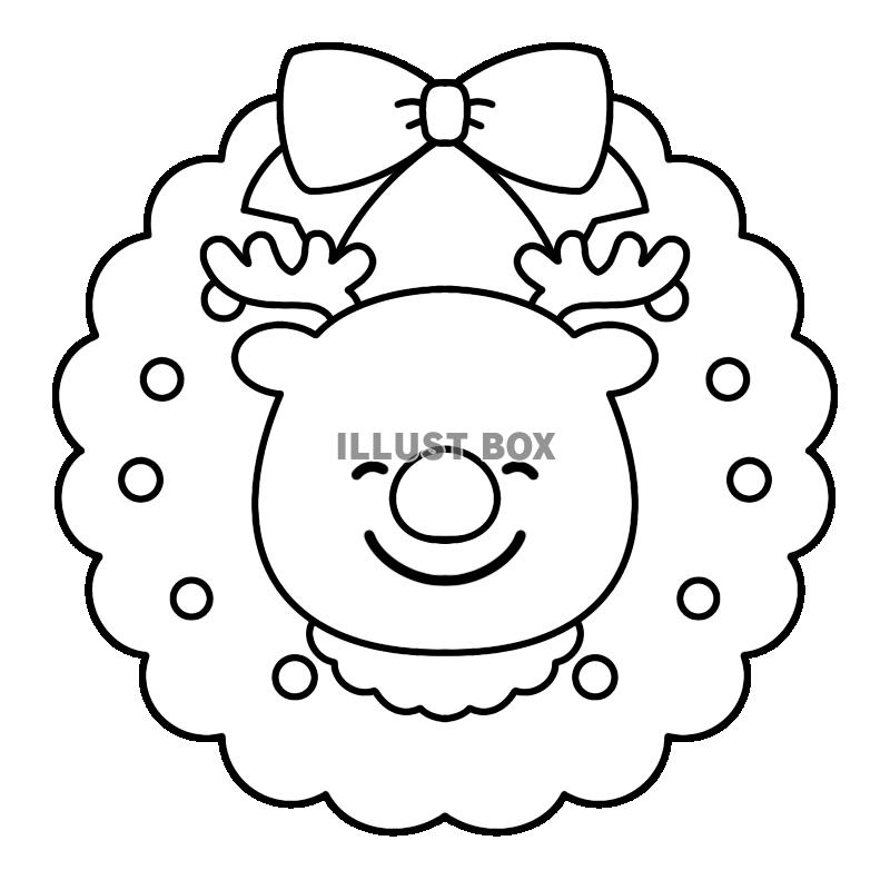 リース 彩色見本クリスマス 冬の季節・行事 大人の塗り絵 ぬりえプリント