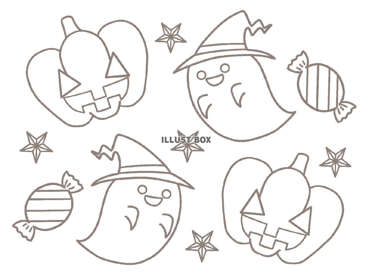 ぬりえに使えるハロウィン おばけとかぼちゃ 無料イラスト54506素材Good