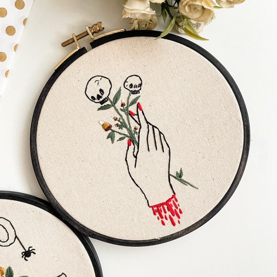 ハロウィン 刺繍キット,ゴシック風ハロウィン刺繍初心者向けキット針と糸付き クラフト