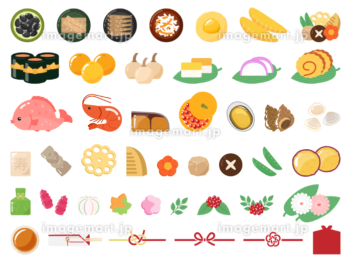 おせち料理日本の正月料理イラストイラスト画像とPSDフリー素材透過の無料ダウンロード - Pngtree