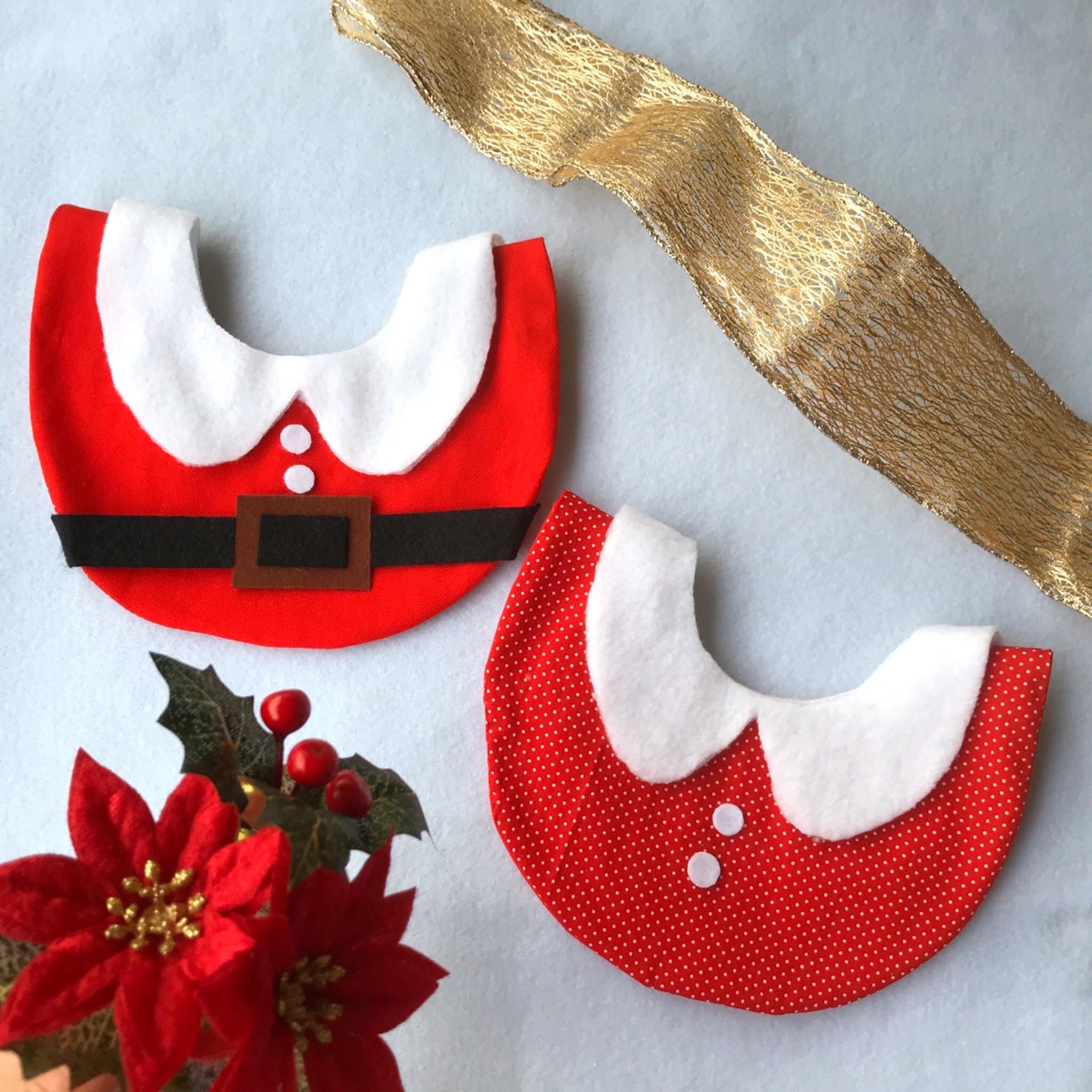 赤ちゃんのクリスマススタイ手作り♪フェルトで簡単ハンドメイド - まるっとほーむ