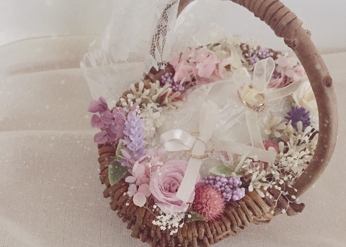 鳥カゴのリングピロー 手作りキット対応 プリザとアートフラワー - フィーノ