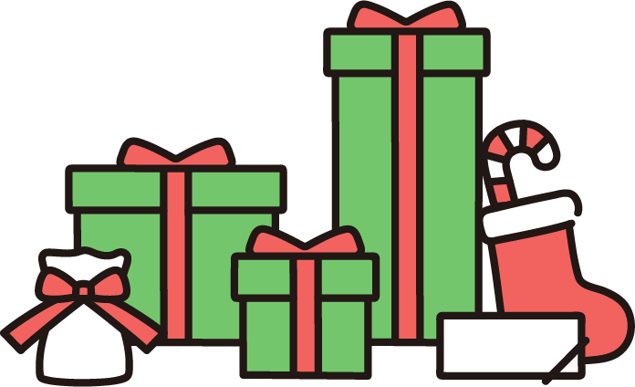 生活・行事・クリスマス・冬 プレゼントが入ったサンタブーツのかわいいフリーイラストフタバのフリーイラスト