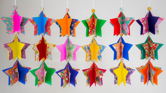 お星様の七夕飾り🎋,折り紙七夕七夕飾り ,メモ用紙星 ,制作過程作品紹介 ,japantanabata ,starfestivalstar,origamipaperfolding ,paperartdiycrafts