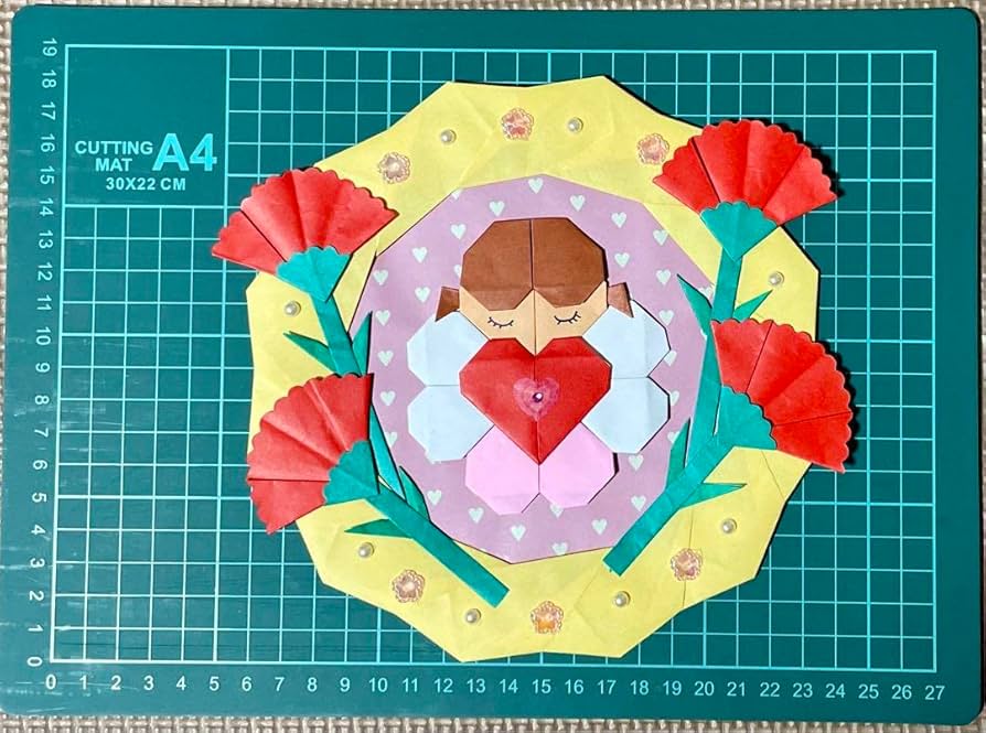 母の日折り紙 カーネーションリースの折り方 おりがみの時間