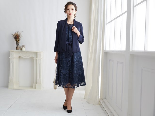 ドレスプラス DRESS+ ワンピース レース 披露宴 結婚式 フォーマル パーティードレスネイビー-靴＆ファッション通販ロコンド〜自宅で試着、気軽に返品