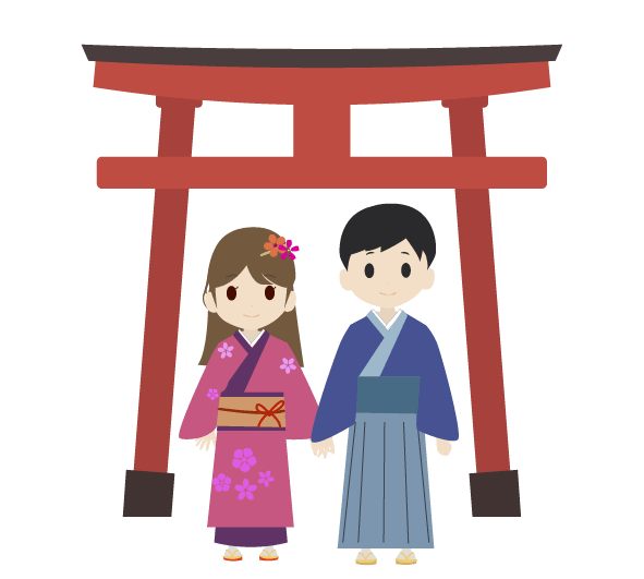 女の子 着物 神社 初詣のイラスト素材 - PIXTA