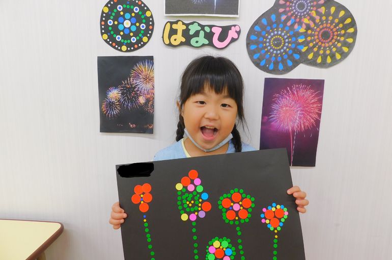 丸シールアート 花火TikTok