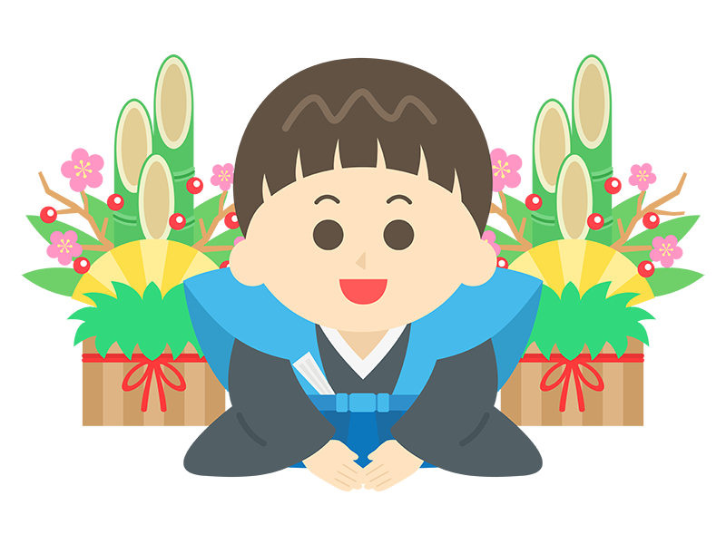 新年の挨拶をするうさぎのイラスト - ONWAイラスト