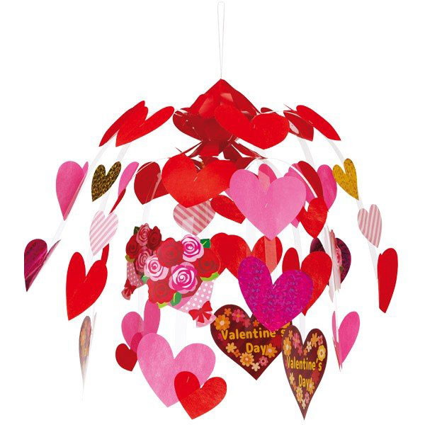 紙テープ バレンタイン飾り♡ダブルハートガーランド