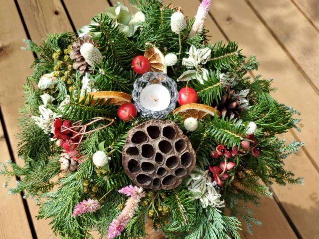 クリスマスキャンドルリース ミニリース - ショップ choufloral ドライフラワー・ブーケ - Pinkoi
