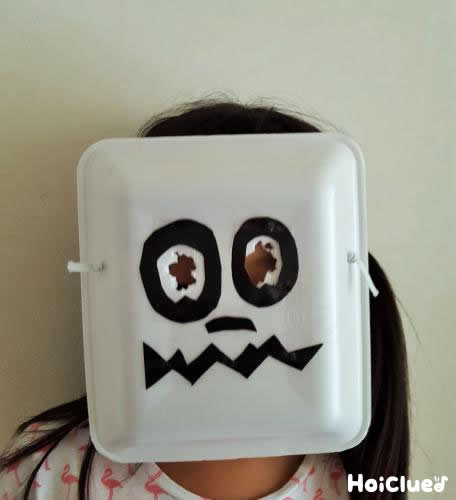 ガイコツマスク作り方♪ハロウィンのスケルトン手作りお面☆フェルト息子デコ