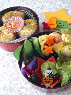 ラッピングおにぎり ハロウィン弁当