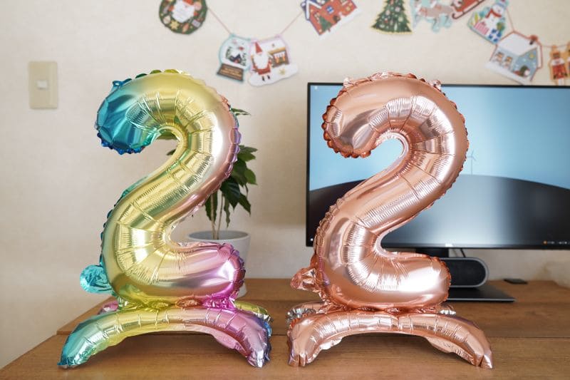 100均のダイソーの数字風船の感想。1歳の誕生日バルーン - 保育士うたのサイト