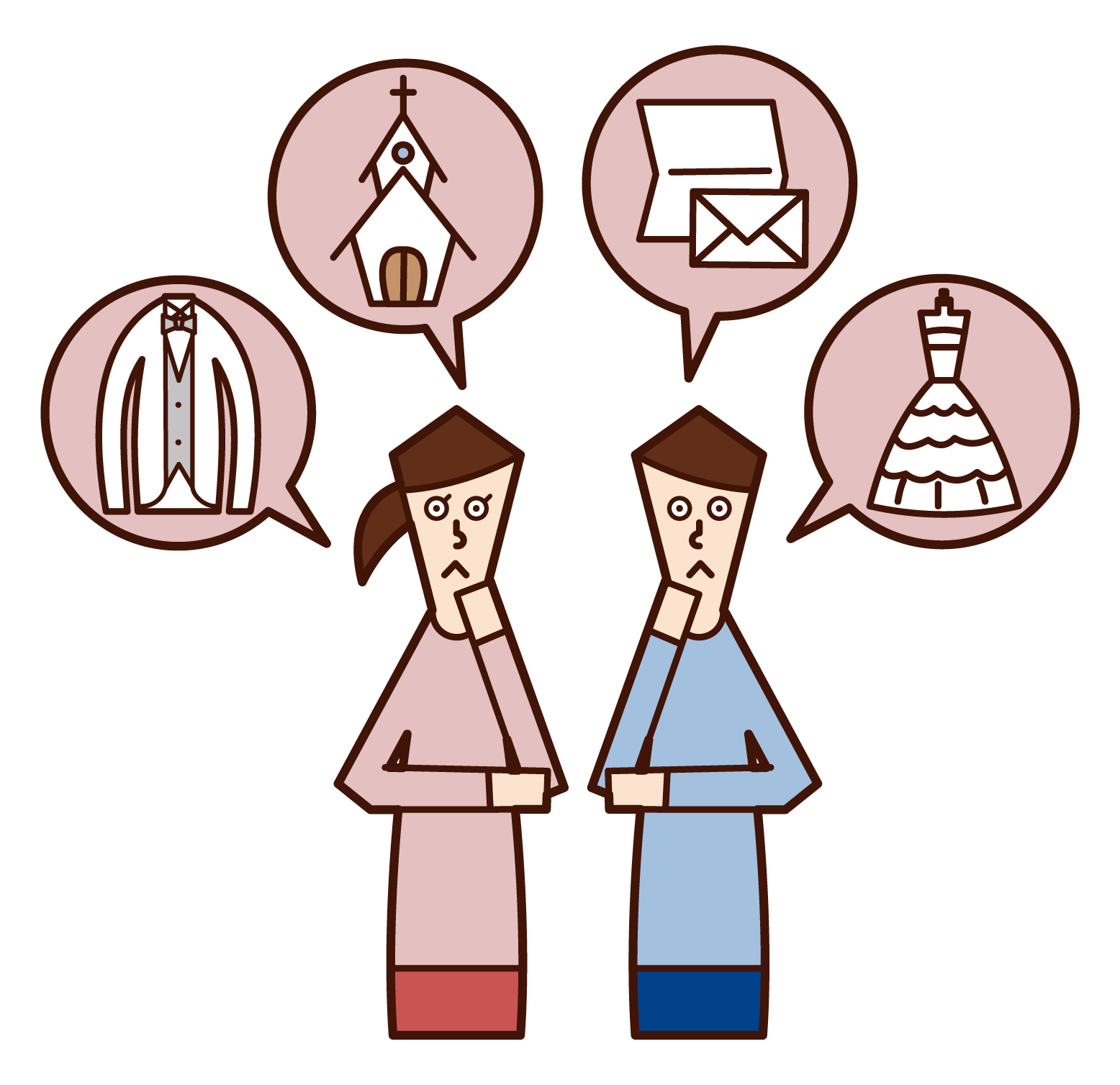 新郎新婦 線画イラスト無料イラスト・フリー素材なら「イラストAC」