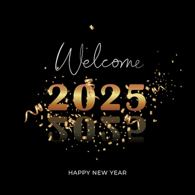 明けましておめでとうございます 2025 ゴールド イラストPSD 無料ダウンロード - Pikbest