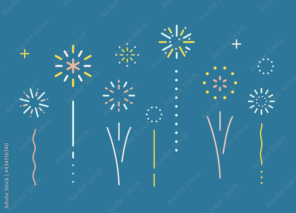 夏・花火大会・夏祭り・打ち上げ花火：イラスト無料