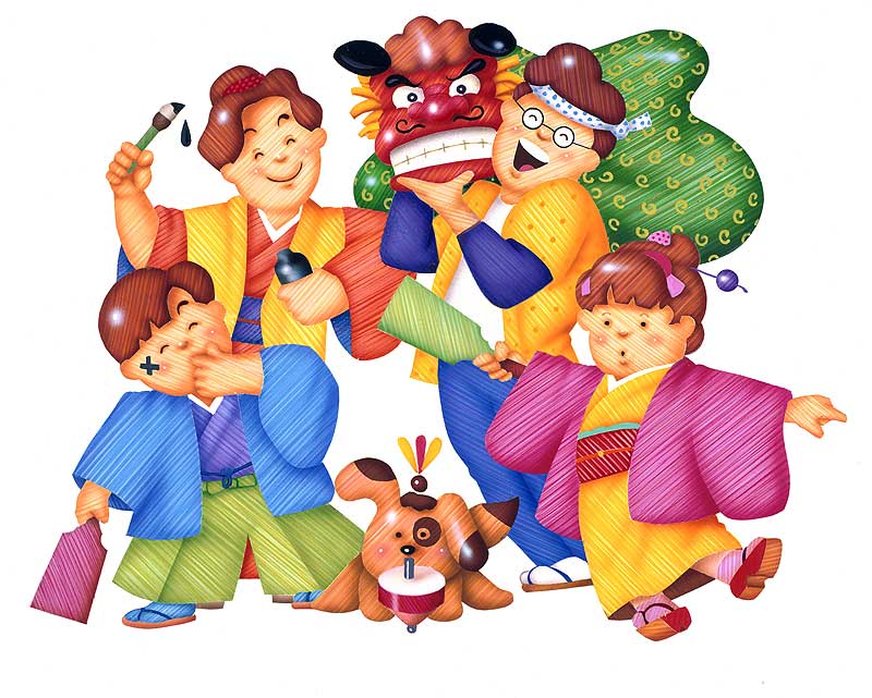 年賀状 門松 獅子舞イラストなら、小学校・幼稚園向け・保育園向けのかわいい無料イラストお試しフリー素材 カット がいっぱいの安心サイトへどうぞ