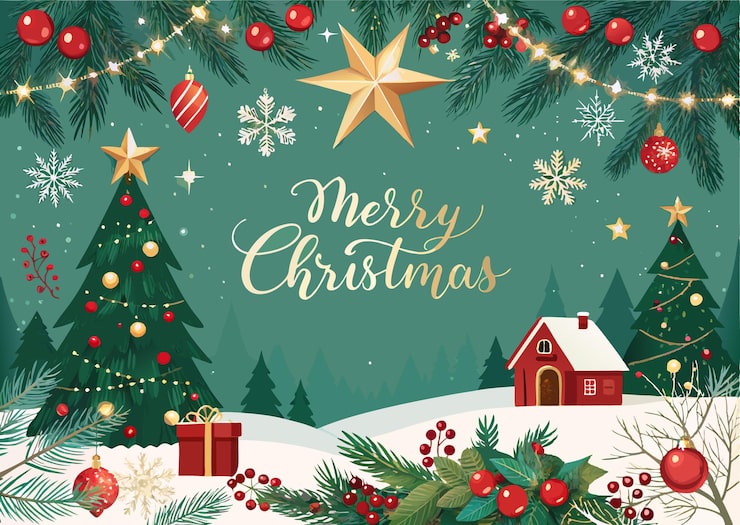 クリスマスカード・にぎやかクリスマス」ダウンロードかわいい無料イラスト 印刷素材.net