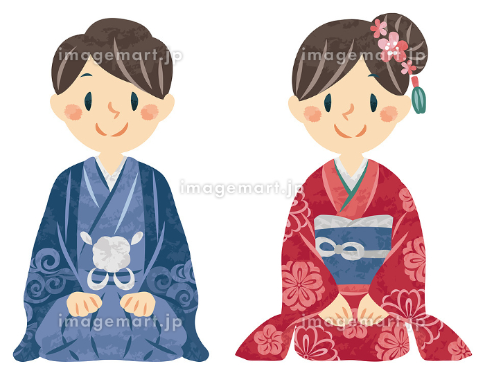 着物姿の女性・正座をして新年のご挨拶無料イラスト素材素材ラボ