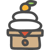 鏡餅1 白黒年賀状・お正月の無料イラスト 冬の季節・行事素材