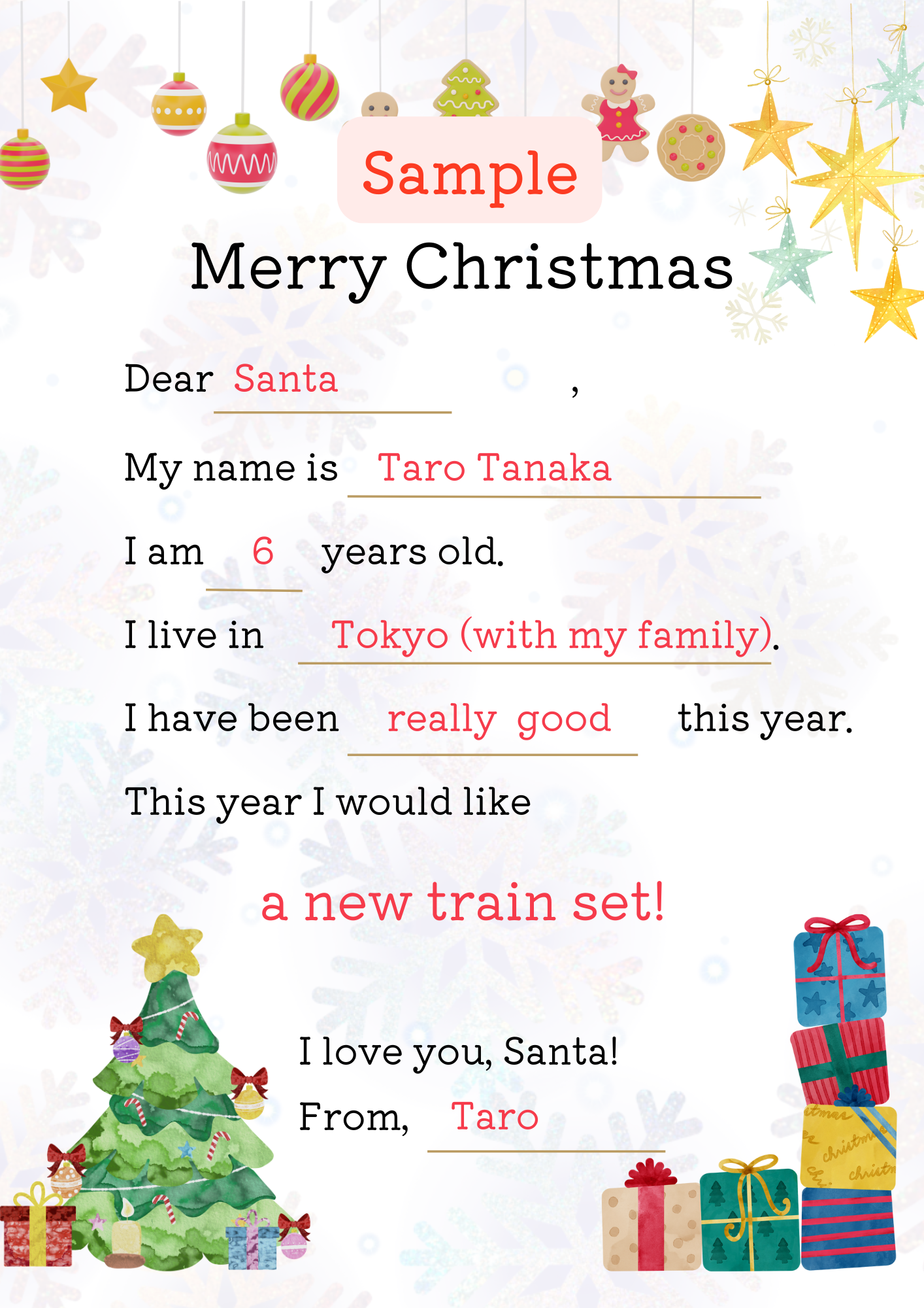 サンタさんからの手紙の書き方！おすすめの内容は？例文英語を筆記体