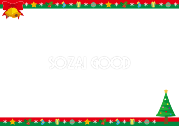 サンタやプレゼントの上下クリスマスフレーム飾り枠イラスト無料イラスト かわいいフリー素材集 フレームぽけっと