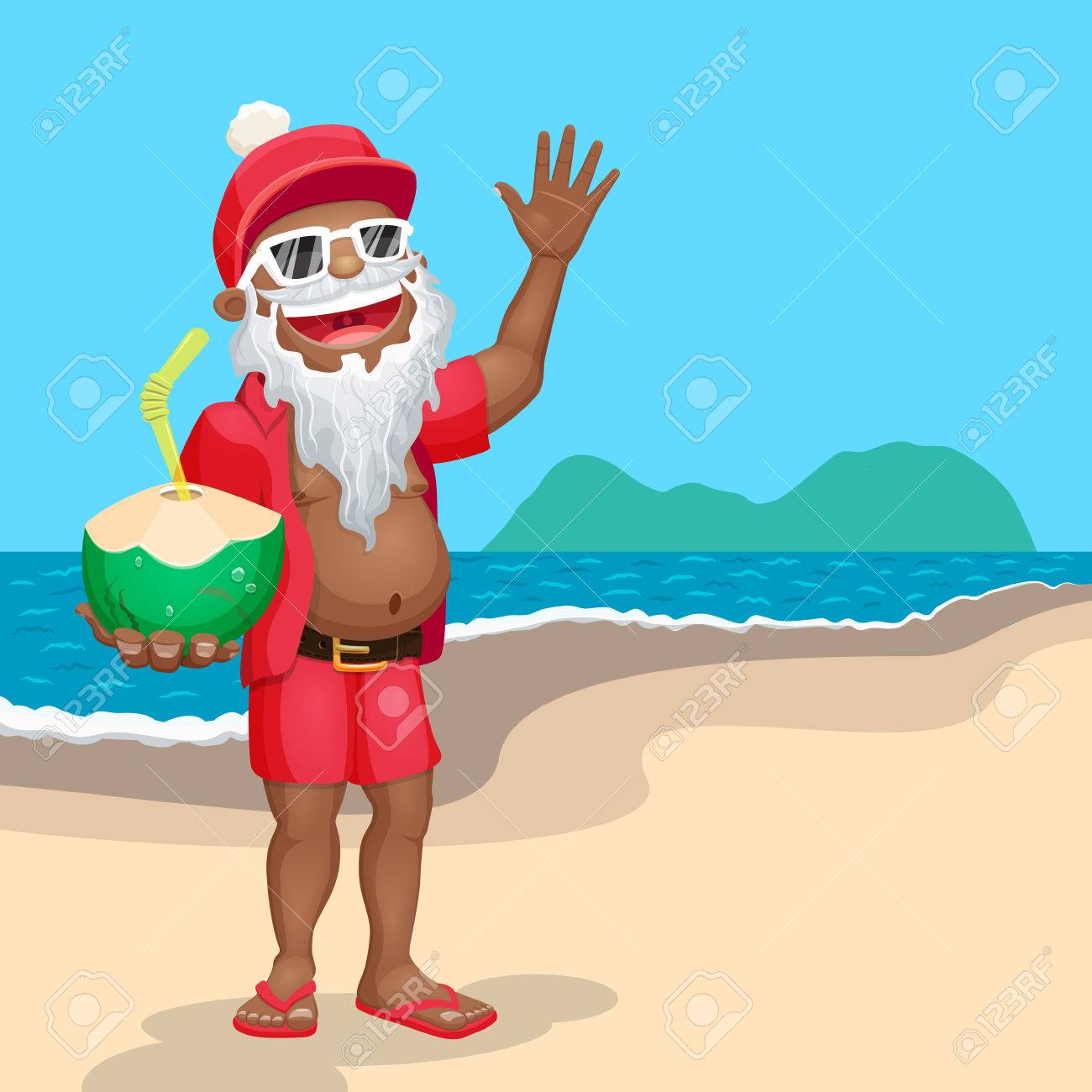 夏サンタクロースイラストai無料ダウンロードfree summer Santaclaus vector - アーバンブラシ