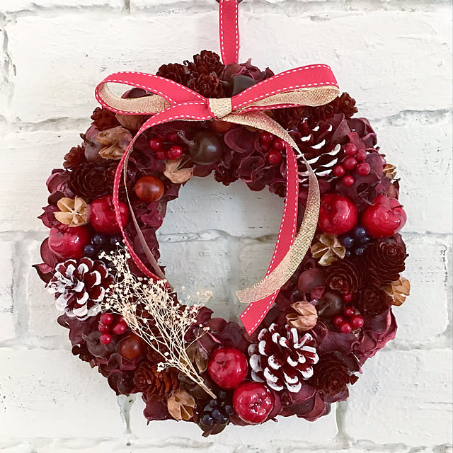 100均DIY ダイソーのフェイクフラワーでクリスマスリース Christmas wreath with Daiso's fake flowers🎄