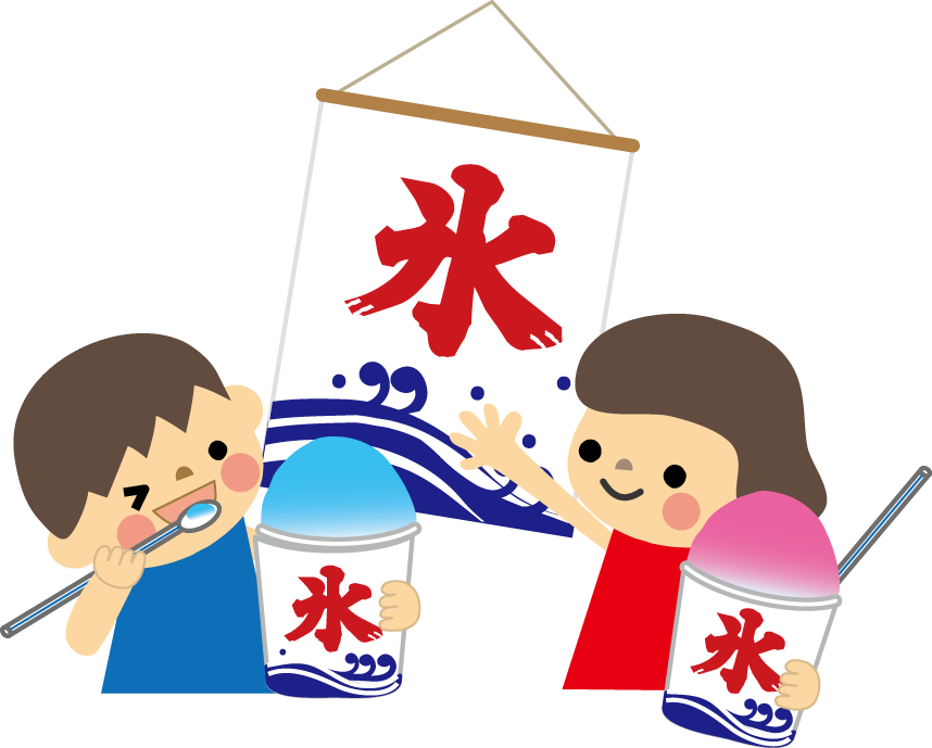 屋台のかき氷 黄 イラストのフリー素材イラストイメージ