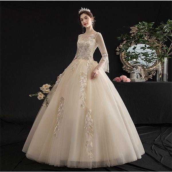 ドレス ベルスリーブ ウエストマーク ロング レース ピンク 楽天市場スーパーSALE限定P2倍×最大2000円OFFクーポン カラードレスプリンセスライン ピンク ベルスリーブ 長袖 フリル ロングドレス ウェディングドレス 結婚式 二次会 花嫁 前撮り 演奏会 発表会