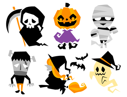 無料イラストお化けとハロウィーンの帯リボンパブリックドメインQ：著作権フリー画像素材集