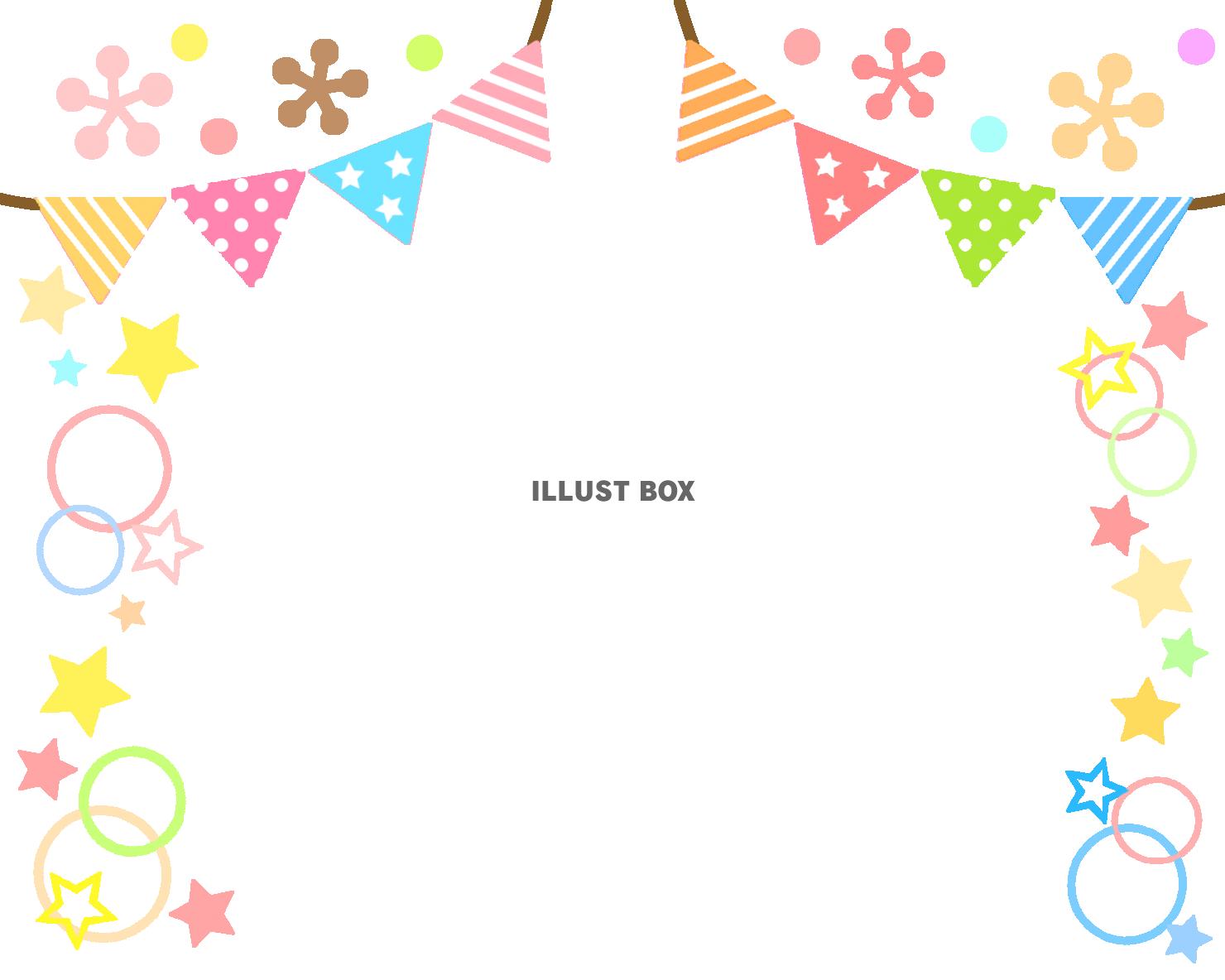 2段ケーキとガーランド誕生日カードフレーム・バースデーカード 誕生日フレームフレーム 飾り枠 Decome