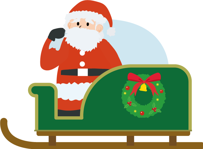 マスクをしたサンタがそりに乗るイラスト2無料イラスト素材のillalet