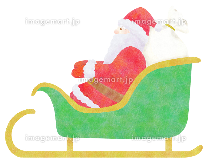 ソリに乗るサンタとトナカイのイラスト - フリー素材集「イラストのっく」