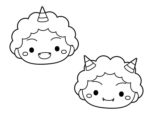 節分用、鬼のお面リアルタイプ」の塗り絵