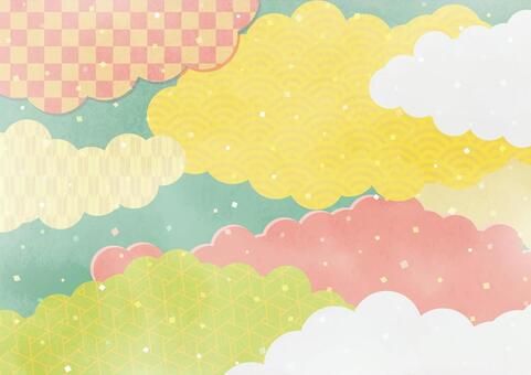 カラフルなお正月の背景 8種OKUMONO