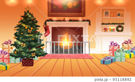 背景イラスト制作 クリスマス室内背景- ランサーズ