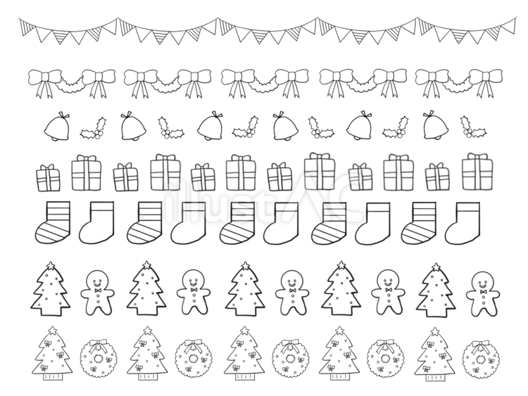クリスマスの飾り線ライン素材 オーナメント園だより、おたよりで使えるかわいいイラストの無料素材集 イラストだより