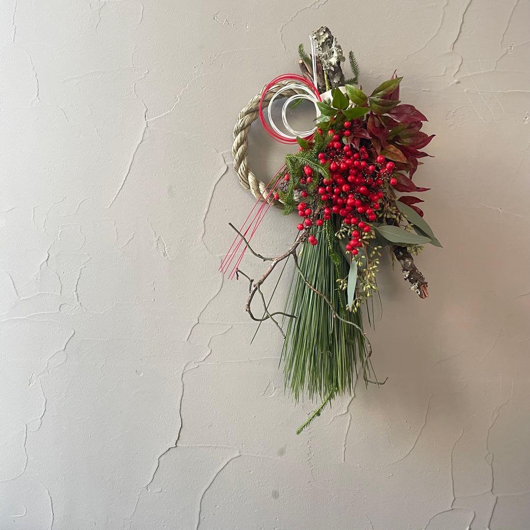 お正月しめ縄リース特大 ＊ 福寿しめ飾り しめなわ ドライフラワー お正月飾り ナチュラル おしゃれ 大きい