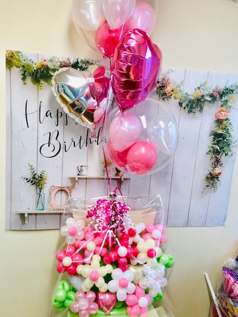 開店祝い・結婚式などのお祝いに 置きがたバルーンギフト ジュエルマジェンダ